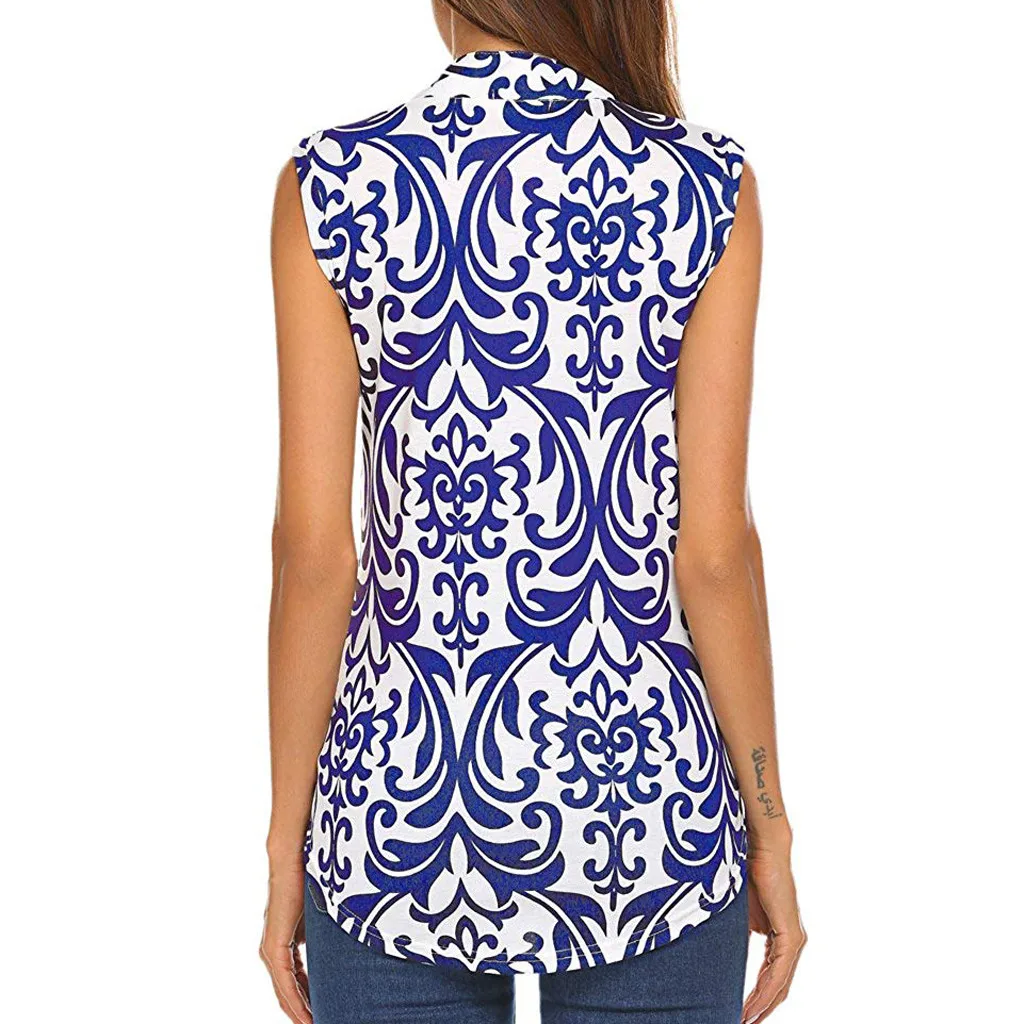 Женская блузка blusas mujer de moda, модная женская рубашка с v-образным вырезом, без рукавов, в народном стиле, цветочный принт, туника, повседневный топ на бретелях
