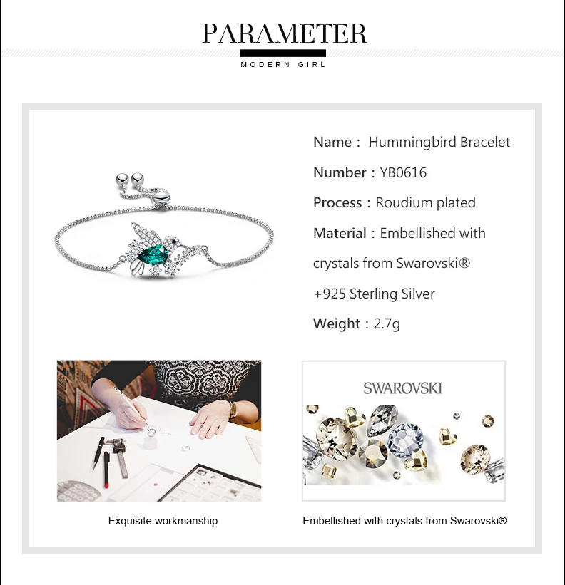 Cdyle 925 Sterling Silver Bird Bracelet Embellished with crystal Link Chain Bracelet Jewelry Gift armband damen