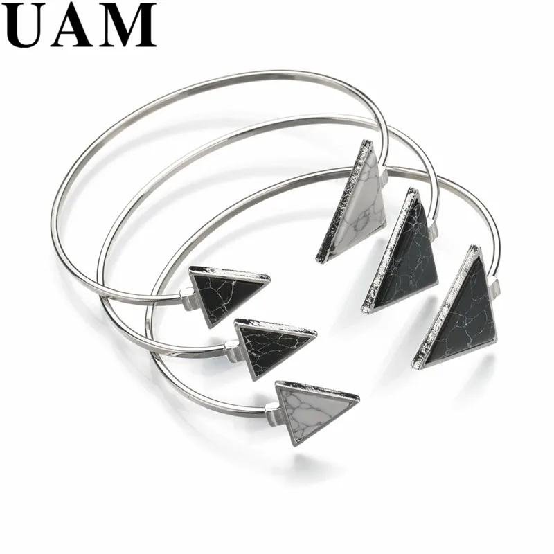 UAM серебряного цвета Панк медь геометрические черный белый треугольный