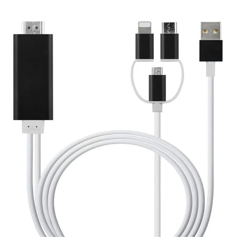 3 в 1 телефон к HDMI кабель зеркалирование телефона Экран ТВ/проектор/монитор