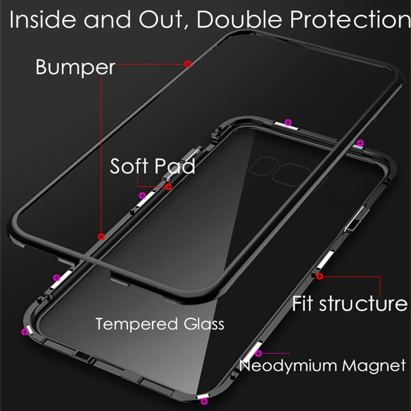 360 магнитные адсорбционные чехлы для телефонов Samsung Galaxy S10 Lite S9 S8 Plus S7 Edge A6 A8 A7 A9 J4 J6
