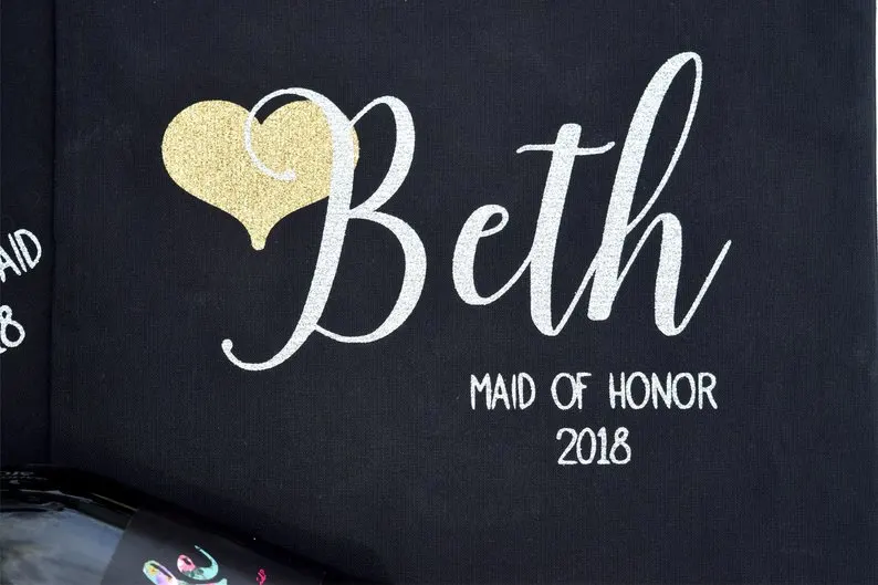 Персонализированная именная черная бежевая сумка-тоут для невесты сумка