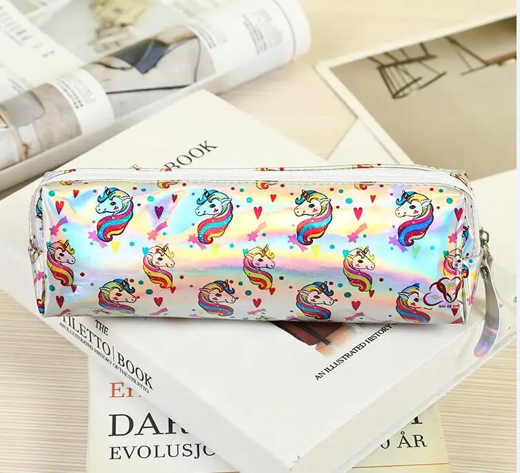Unicorn 1 Милый чехол-карандаш с лазерным единорогом для девочек, Kawaii, школьная сумка для ручек, коробка для канцелярских принадлежностей, сумка для хранения, офисные школьные принадлежности, escolar - Цвет: Unicorn 1