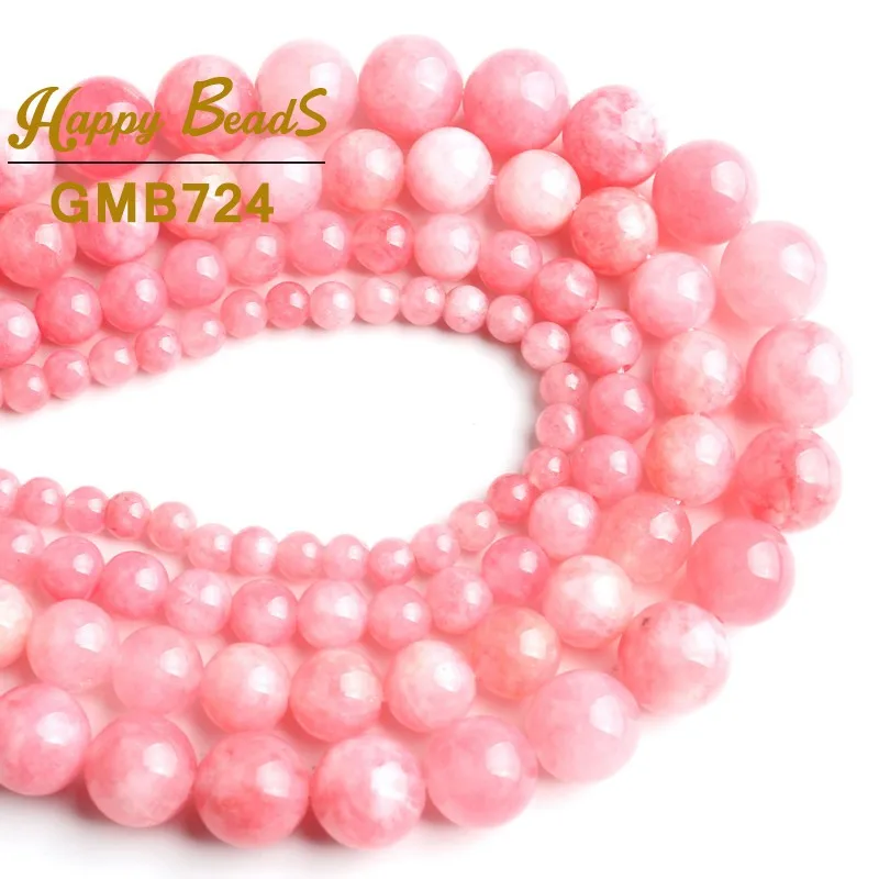 Pink Angelite Stone Натуральная бирюза Апатит Агаты кварцевые ангелайт Камень Бисер Круглый незакреплённые бусины для самостоятельного изготовления ювелирных изделий браслет 15''4/6/8/10/12 мм - Цвет: Pink Angelite Stone