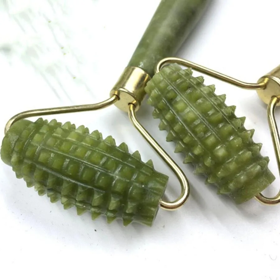 Нефритовый роликовый массажный контейнер для красоты лица натуральный xiuyu