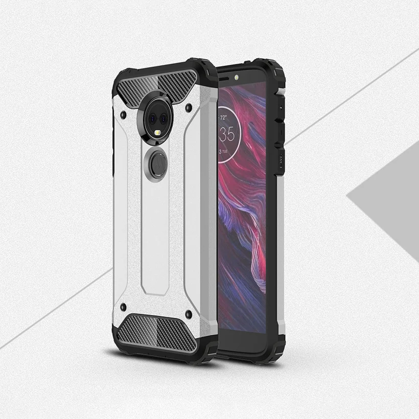Гибридные Чехлы для Moto G7 G6 1S G5S G5 G3 G4 E6 E5 Z4 P30 Note Play Plus One power Motorola защитные чехлы - Цвет: Silver