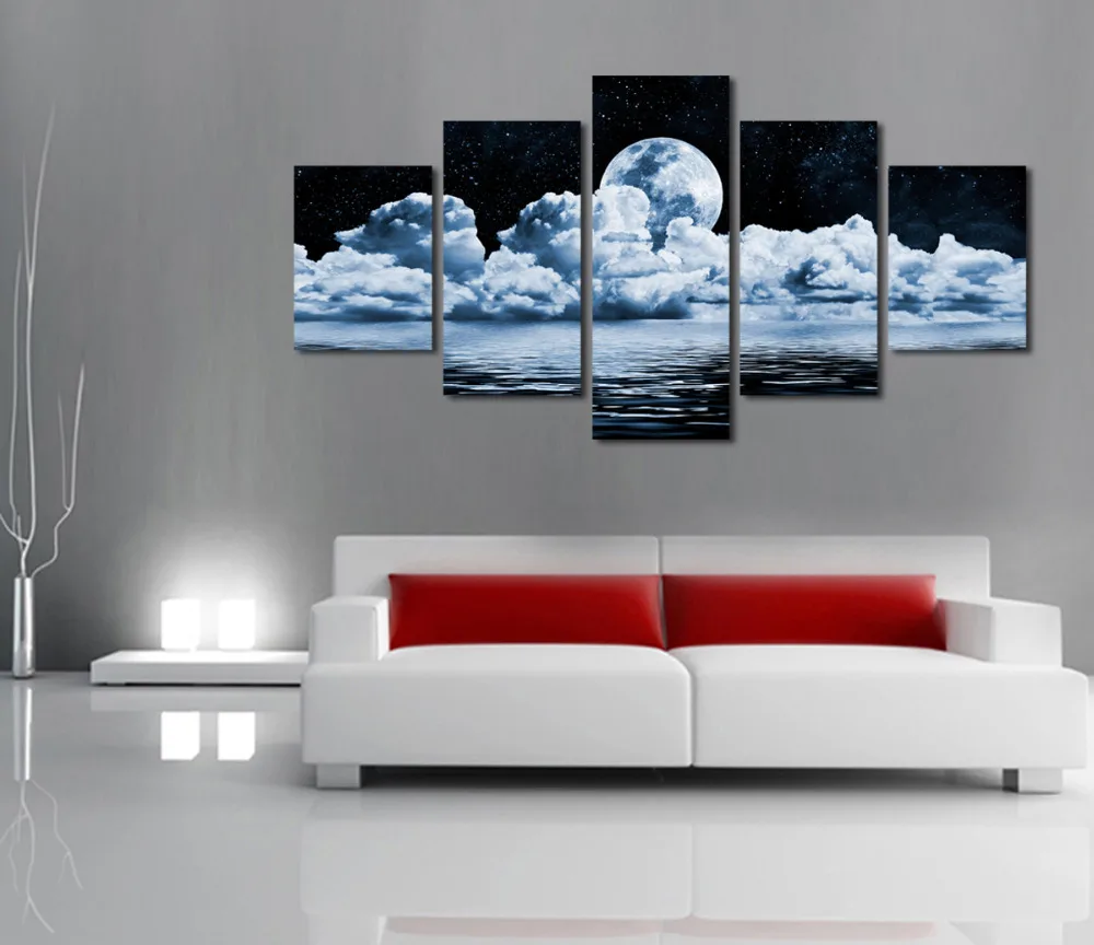 Настенная картина абстрактная Луна 5 панелей|art for walls|canvas wall artwall art |