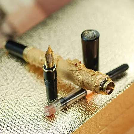 JINHAO Благородный Золотой M перо перьевая ручка Дракон узор резной|fountain pen dragon|pen