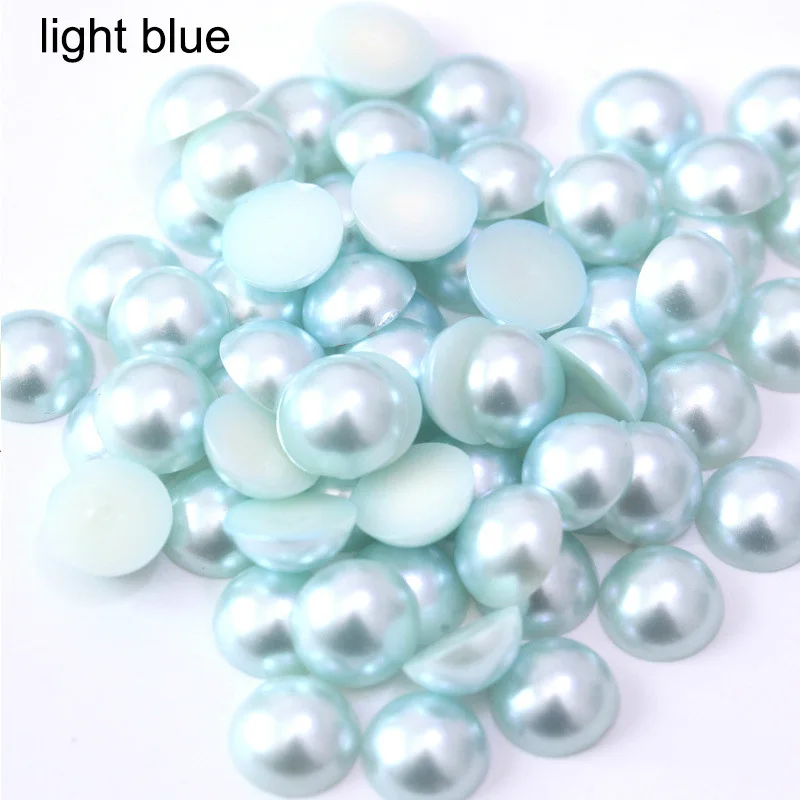 light blue 2-14 мм полукруглые Акриловые Имитация плоские бусины жемчуга для рукоделия украшения ногтей украшения Аксессуары - Цвет: light blue