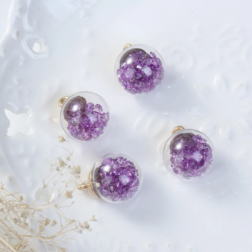 DoreenBeads Подвески "сделай сам", прозрачный стеклянный глобус-бутылка, подвески, золотой цвет, разноцветные стразы, приблизительно 22 мм x 16 мм(5/"), 10 шт