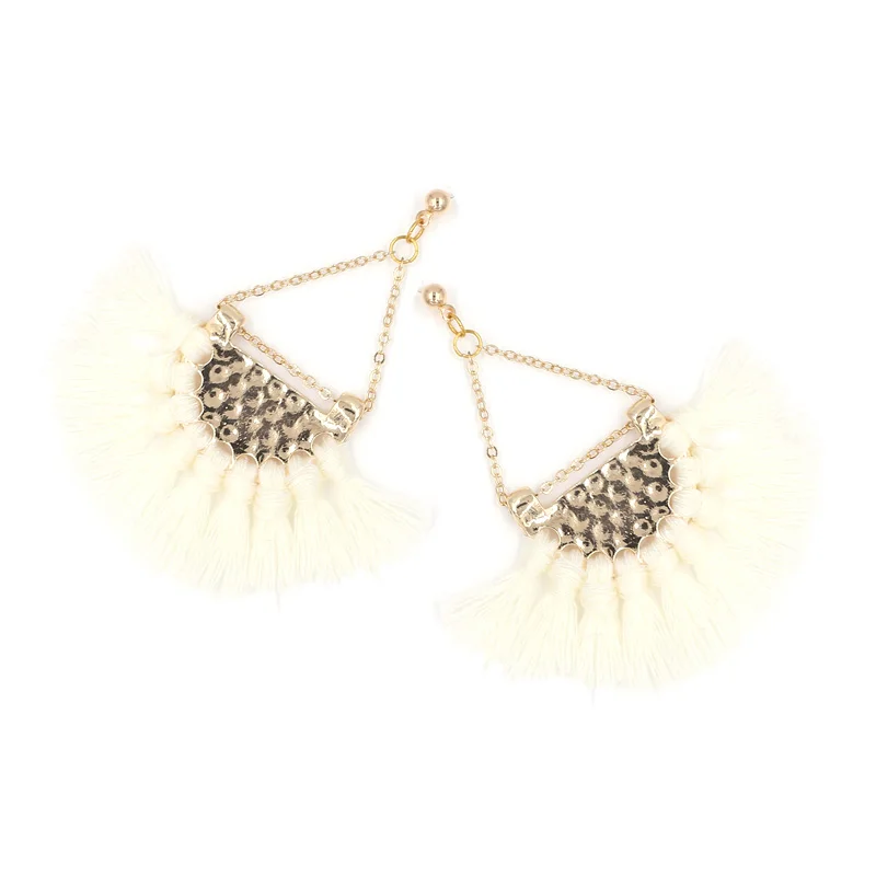 Bohemia Tassels Серьги болтаться женщины Аксессуары хлопок ручной бахромой серьги