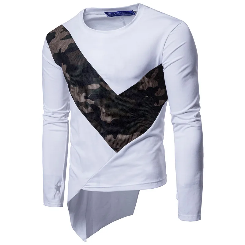 Мужская камуфляжная футболка с длинным рукавом в стиле хип хоп|tee shirt men|men hip hopmen hop