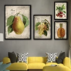 Картина с изображением фруктов на холсте, скандинавский домашний декор, ананас, клубника, плакат, Настенная картина для кухни, украшение без рамки