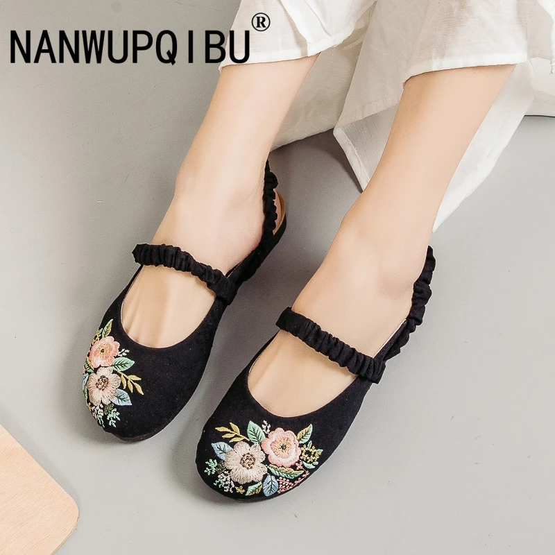 Китайские Тапочки с тотемной вышивкой Женские повседневные парусиновые