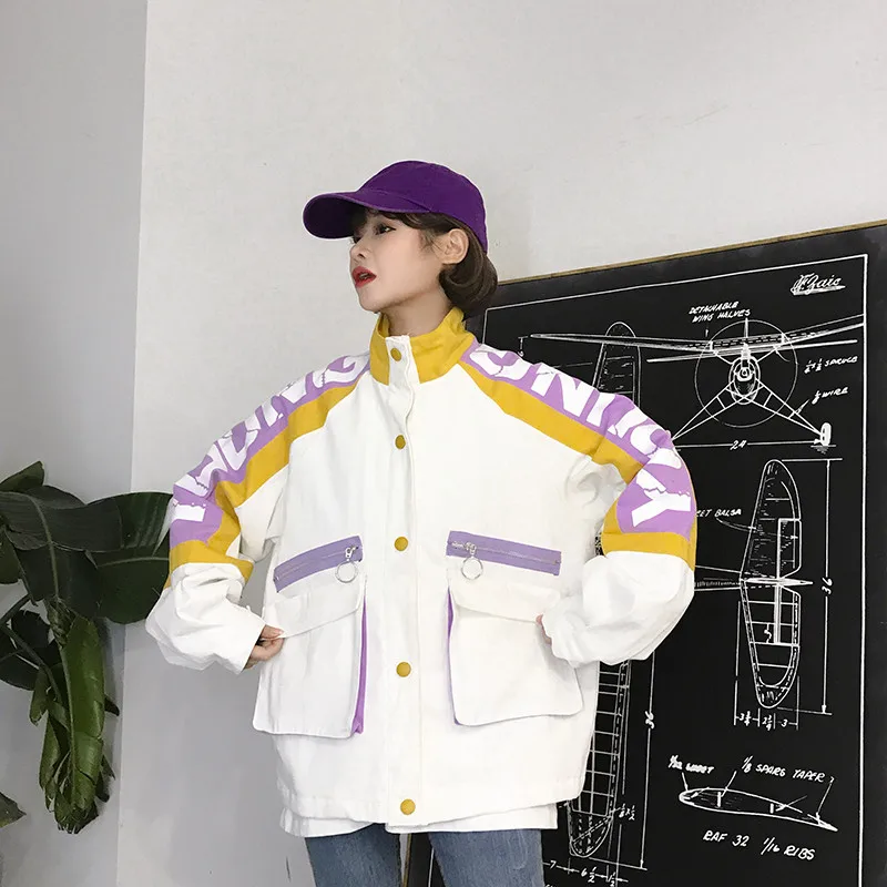 Весеннее пальто женское 2019 короткая баскетбольная куртка Женская Harajuku Осенняя