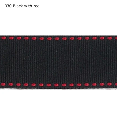 

1" inch 25mm red saddle black stitch ribbon
