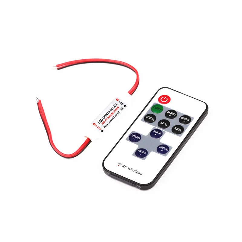 

DC 12V Mini Led Controller Dimmer 433Mhz Wireless RF Remote Control For Single Color Strip Light 3528 5050