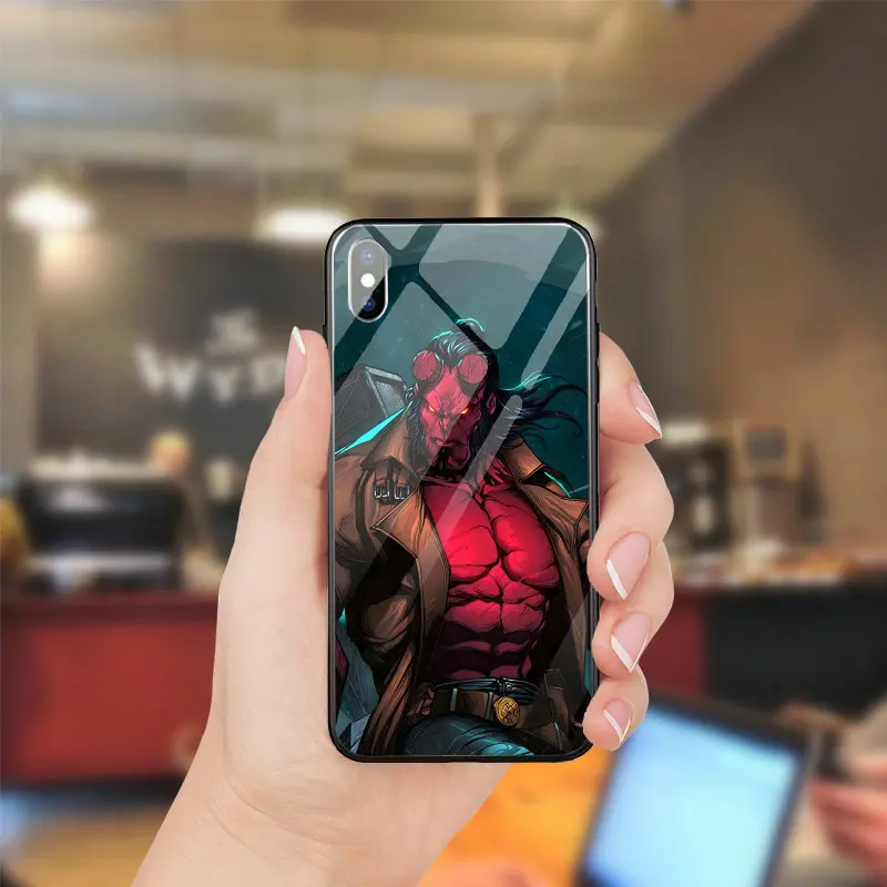 Tempered Glass Phone Cover Cases for iPhone 5 5S SE 6 6S Plus 7 8 8Plus X XR XS Max Fundas Coque Hellboy Movie Artwork | Мобильные