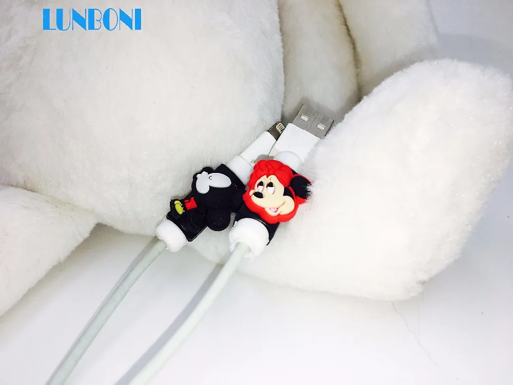 Микки Маус Анти-перелом мультфильм USB защитный кабель намотки кабеля передачи данных линии защиты для Iphone Android