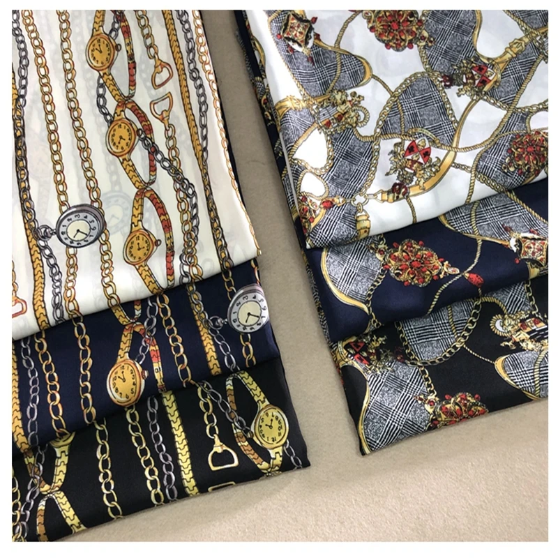2019 Ретро европейские и американские часы с принтом цепей ткань для одежды мягкой