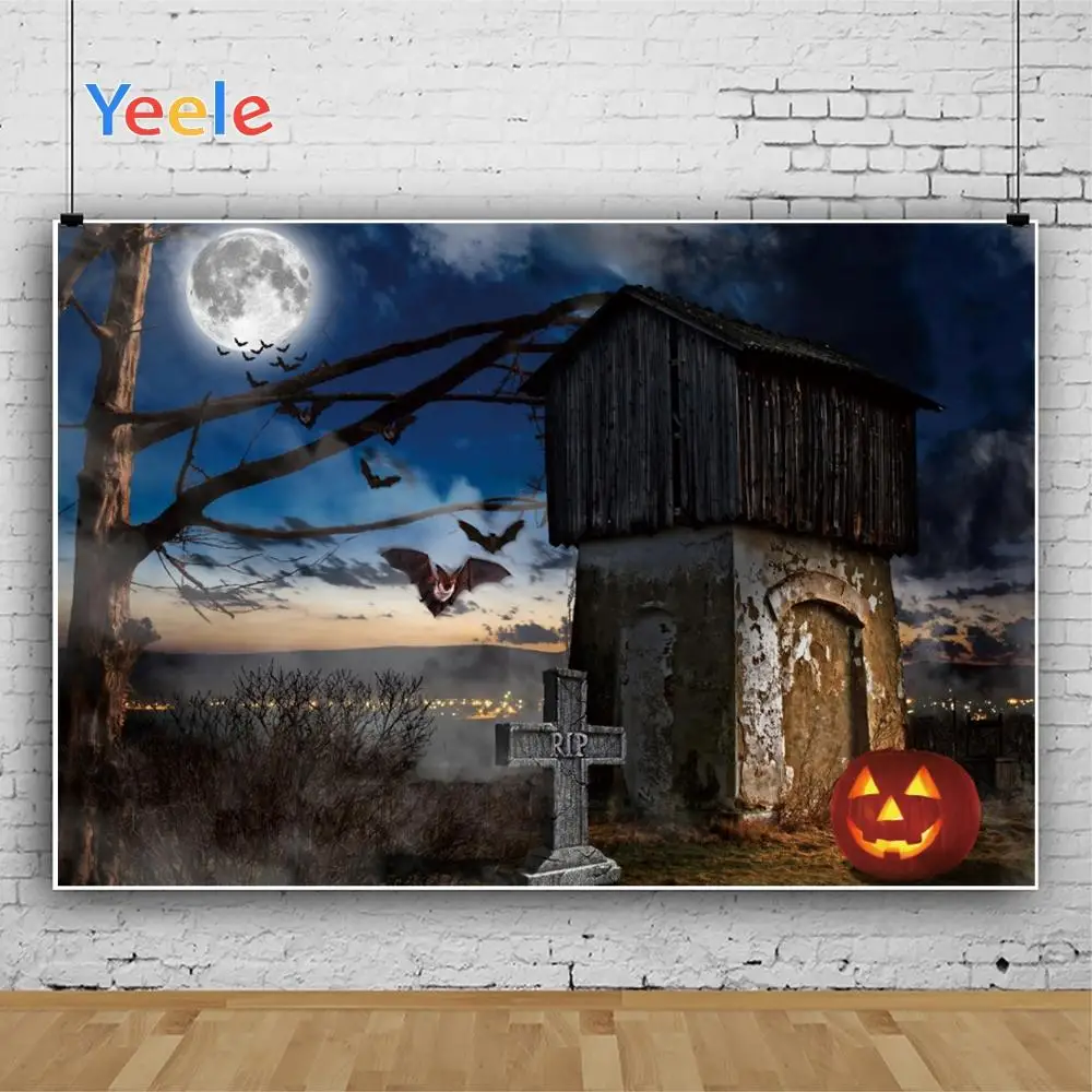 Yeele Хэллоуин Ночь Луна крест Chalet летучая мышь Тыква фотографии фоны