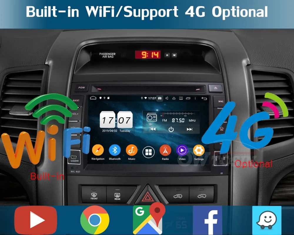 " ips 8 ядерный 4 Гб ram+ 64 Гб rom Android 9,0 автомобильный dvd-плеер для Kia Sorento 2012 2013 DSP радио gps Parrot BT Adas Multimedi