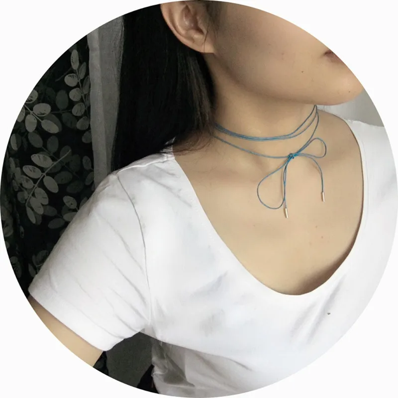 Простой кожаный браслет цепочка с бантом в Корейском стиле многослойное