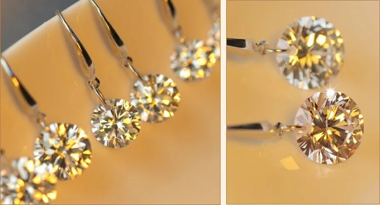 Женские серьги гвоздики из серебра 30% пробы с фианитом 8 мм|earrings jewelry|earrings giftearrings
