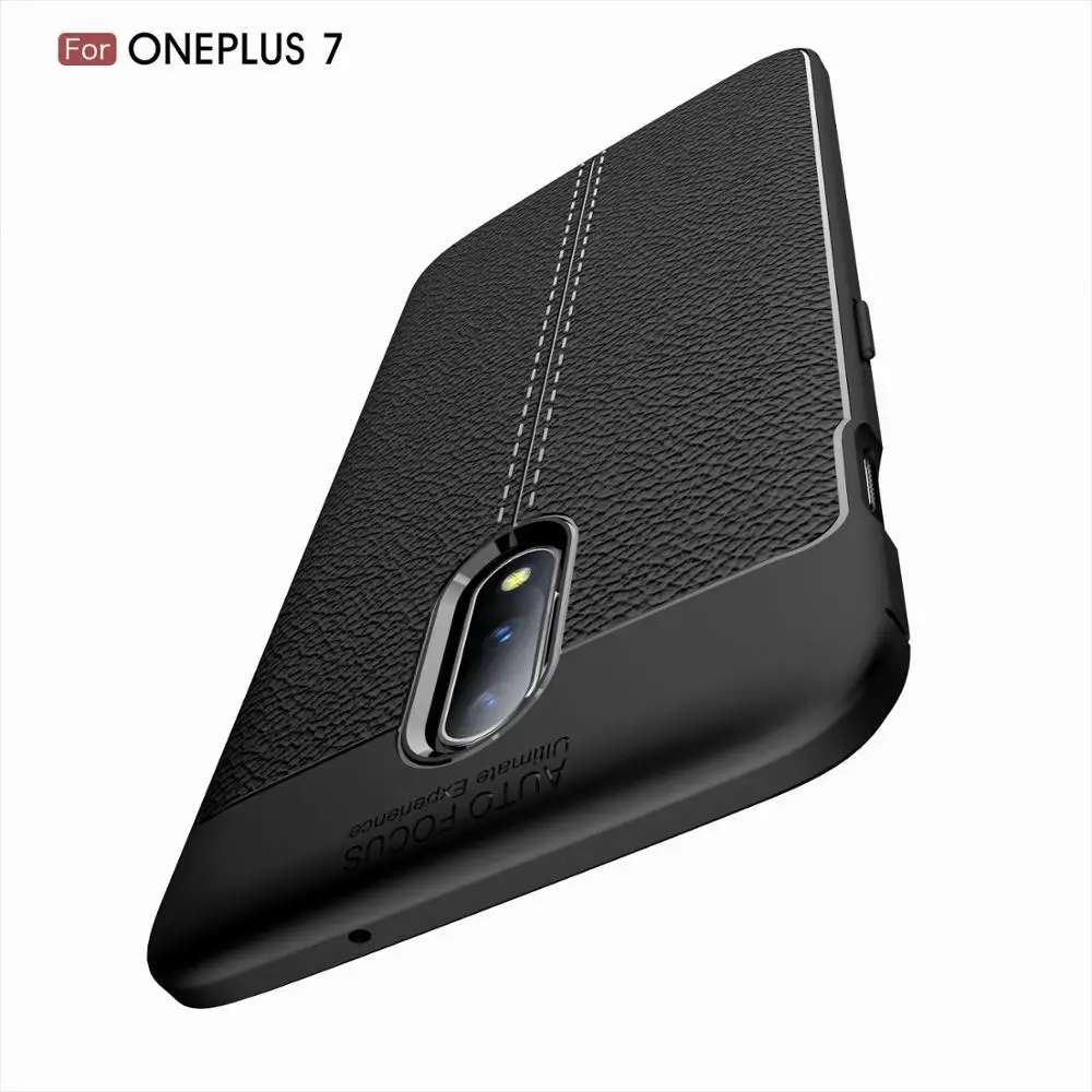 Роскошный чехол чехлы для OnePlus 7 Pro деловой Мягкий ТПУ Матовый кожаный личи