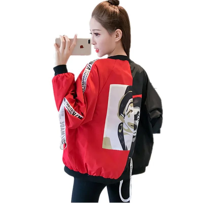 Лоскутная Женская куртка в горошек короткая зимняя женская BaseballFashion Harajuku одежда |