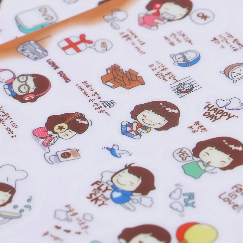 5 шт/комплект ПВХ милые наклейки из мультфильмов cooky праздничное платье пачка для