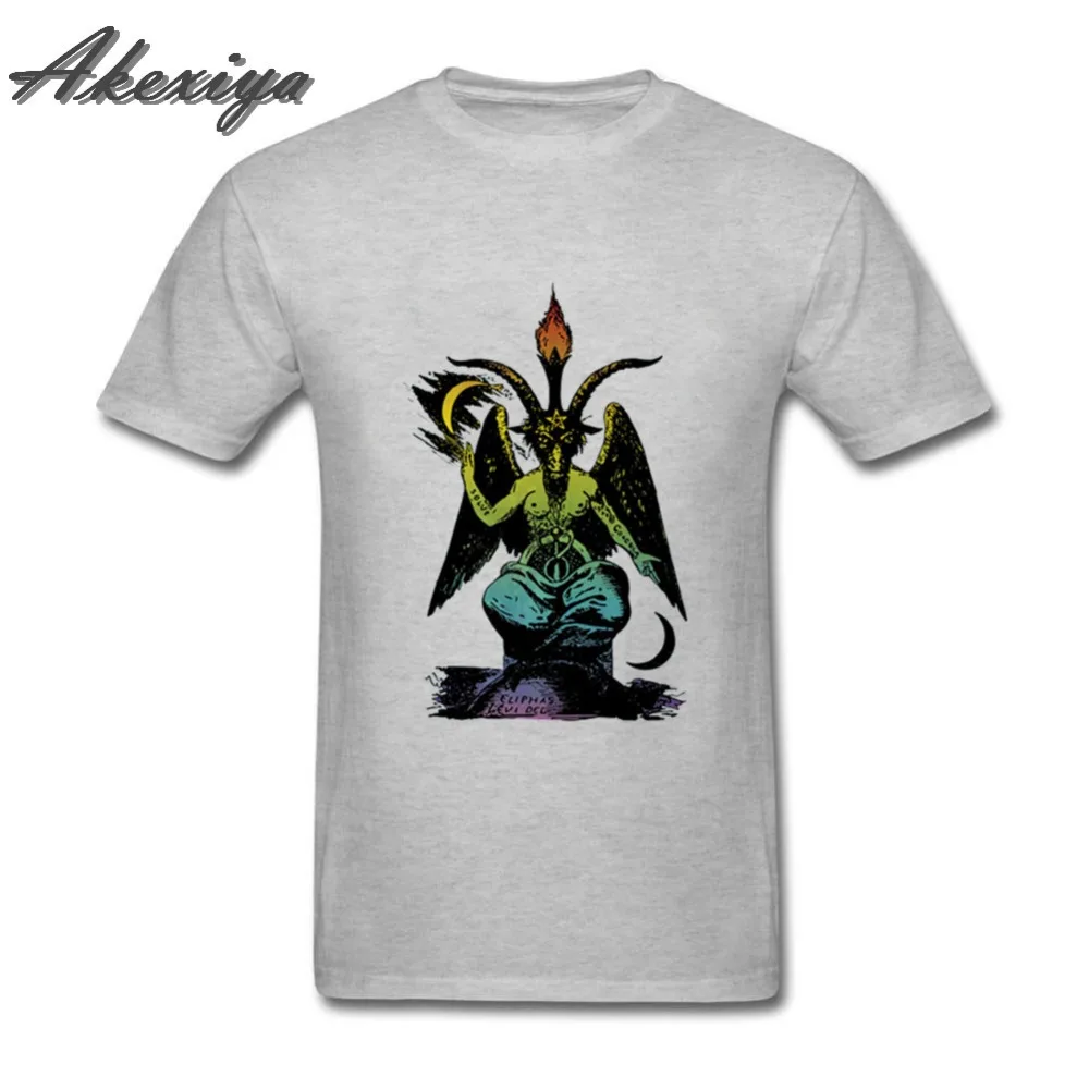 

New Summer Cartoon Style Satanic Goat Baphomet T-Shirt Men Cotton raglan Short Sleeve Printed t shirt Brand Camisetas Masculina