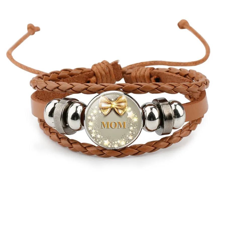 Кожаный браслет с регулируемой оплеткой для мамы и 6 видов цветов подарок Прямая