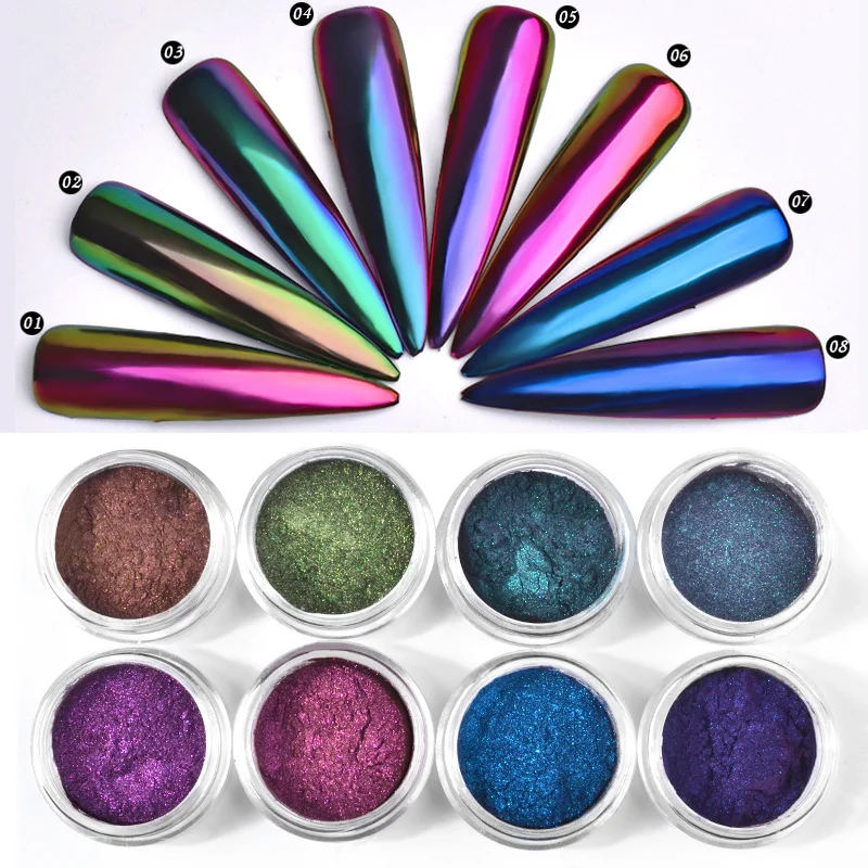 

1 Box 0.3g Chameleon Mirror Nail Glitters Powder DIY Nail Chrome Pigment Dust Manicure Nail Art Decoration Tools