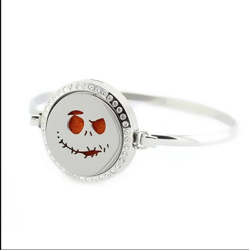 

Magnet Crystal Aromatherapy/Perfume Essential Oils Diffuser Hallowmas Grimace Floating Locket Bracelet Stainless steel Jewelry
