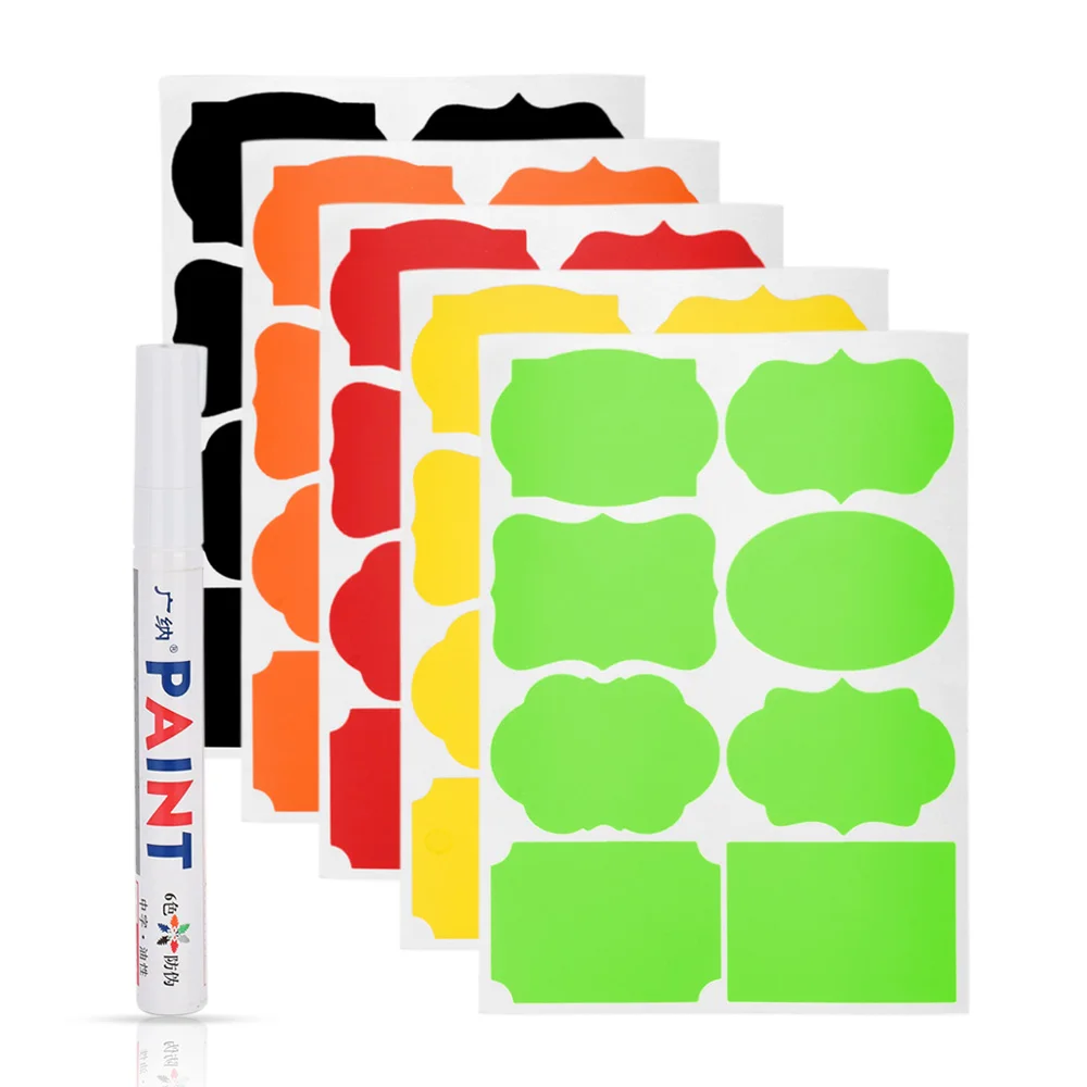 5 colors 40 шт цветная доска для доски специй наклейка s кухонная баночка для варенья органайзеры этикетка наклейка s Наклейка для доски с масляной ручкой - Цвет: 5 colors