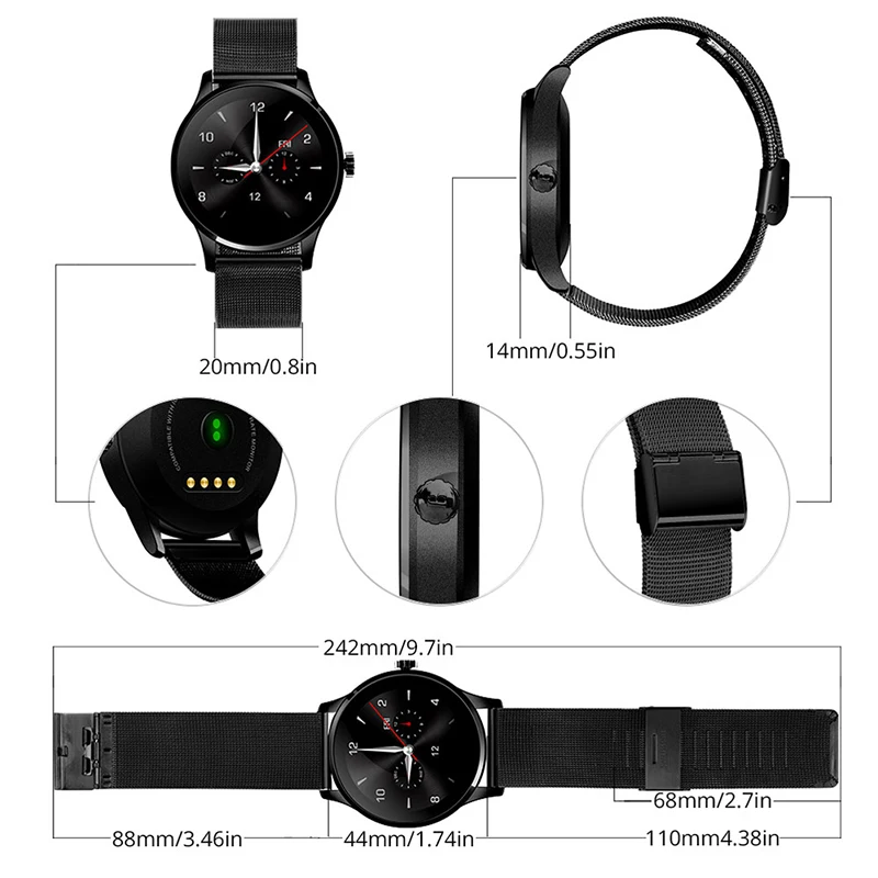 K88H умные часы с монитором сердечного ритма Bluetooth MTK2502 для iOS Android