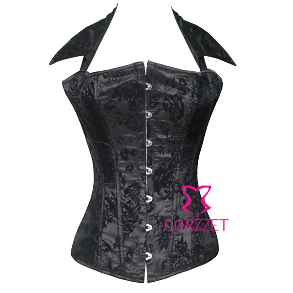 Женский корсет черный с цветочным узором | Женская одежда