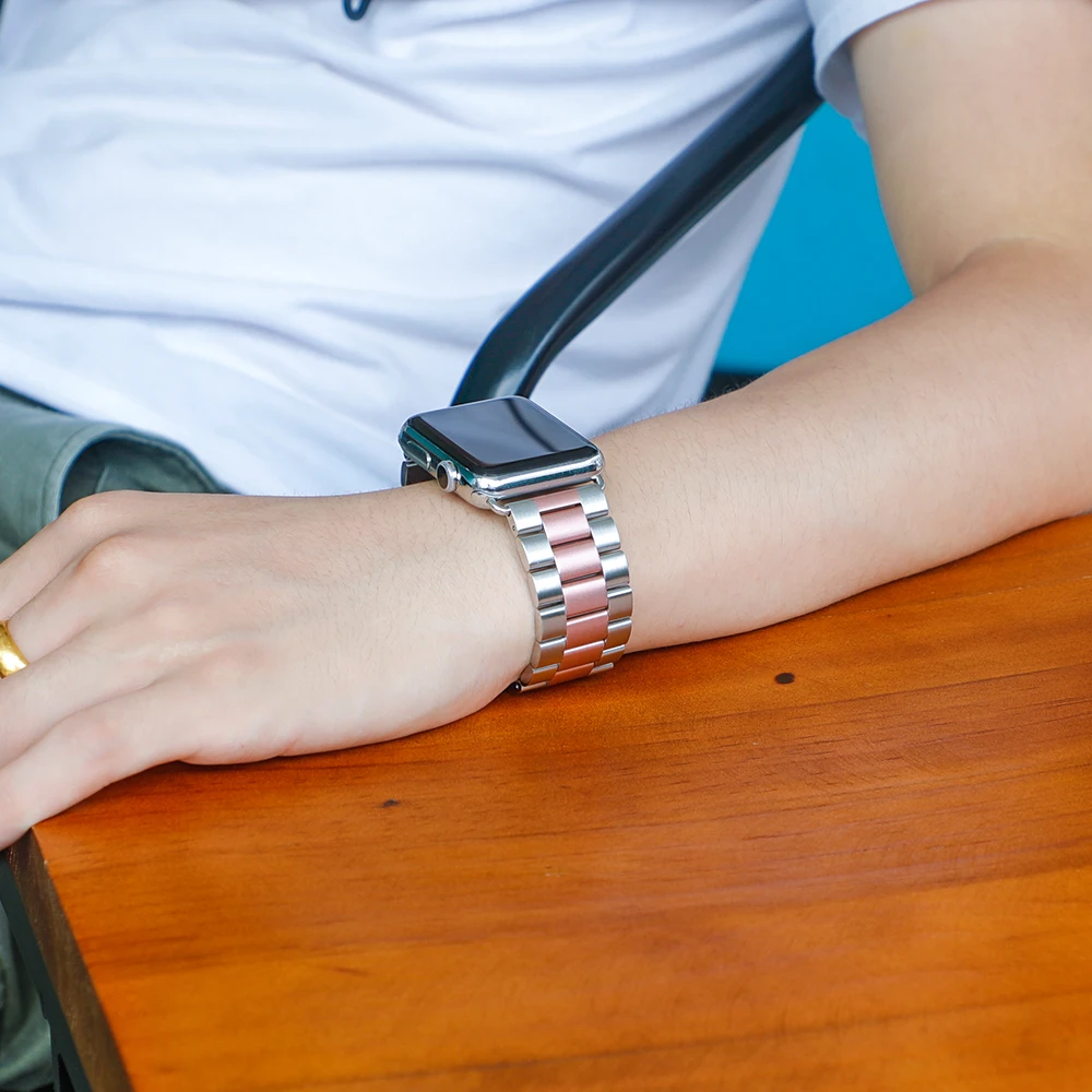 Ремешок из нержавеющей стали для Apple Watch band 44 мм 40 браслет iwatch series 6 5 4 3 42 38