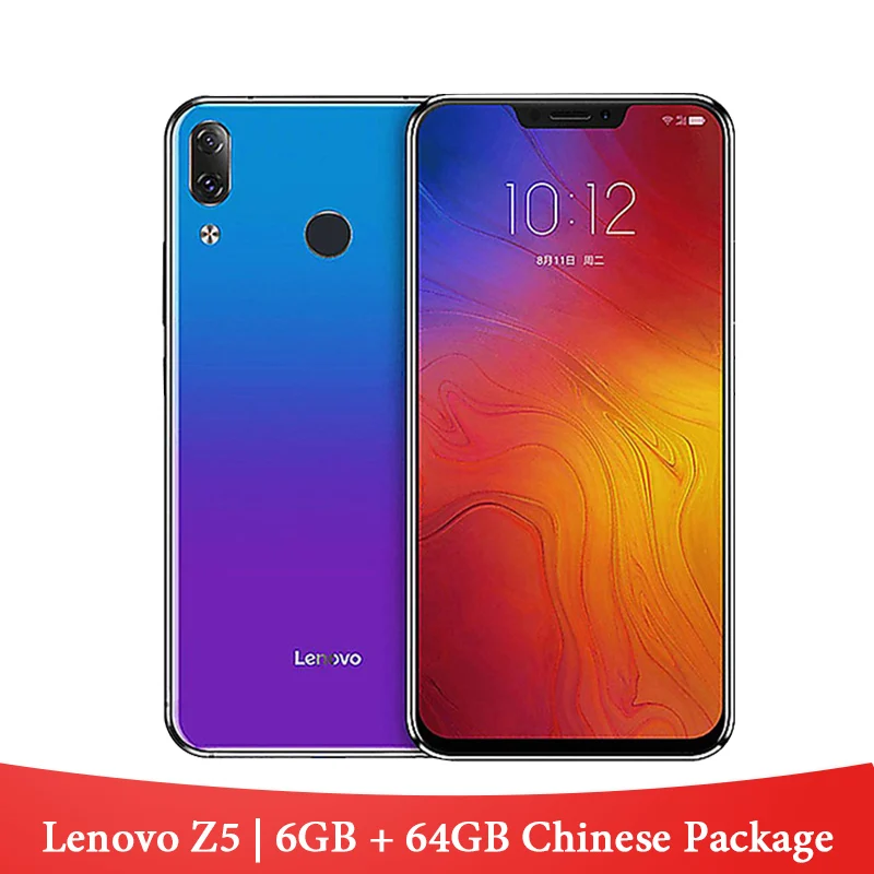Lenovo Z5 с глобальной ПЗУ, 6 ГБ, 64 ГБ, Восьмиядерный процессор Snapdragon 636, мобильный телефон, 19:9 экран, 6,2 дюймов, Android 8,1, 16 МП, 8 Мп, двойная камера заднего вида - Цвет: Aurora