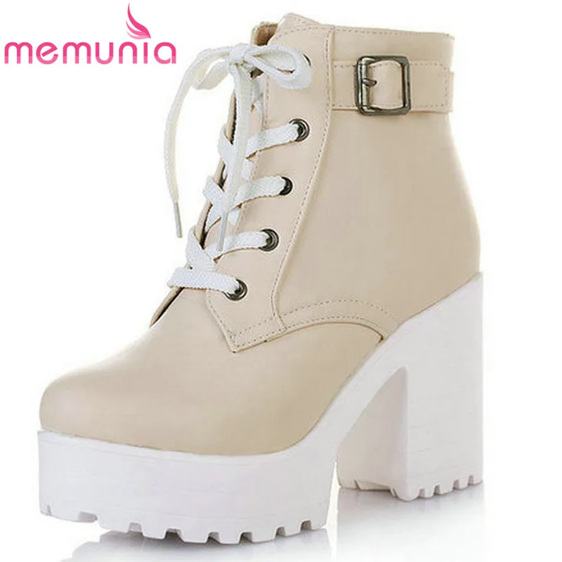MEMUNIA/Большие размеры 34-43 Женские ботинки в стиле панк обувь на платформе