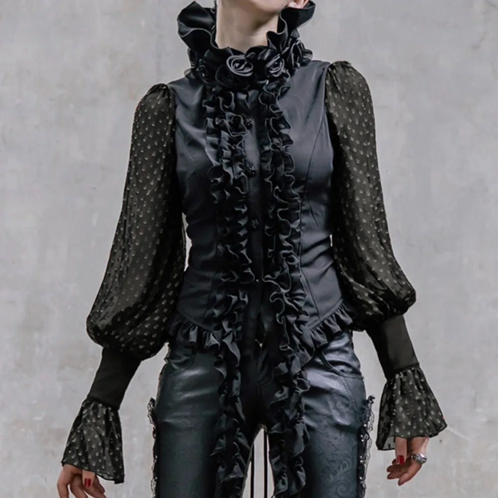 Женская рубашка в стиле стимпанк винтажная Виктория готика костюм Офисная