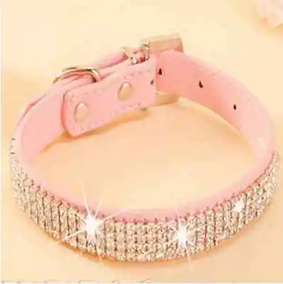 Bling Собачьи Ошейники со стразами для домашних животных из искусственной кожи с