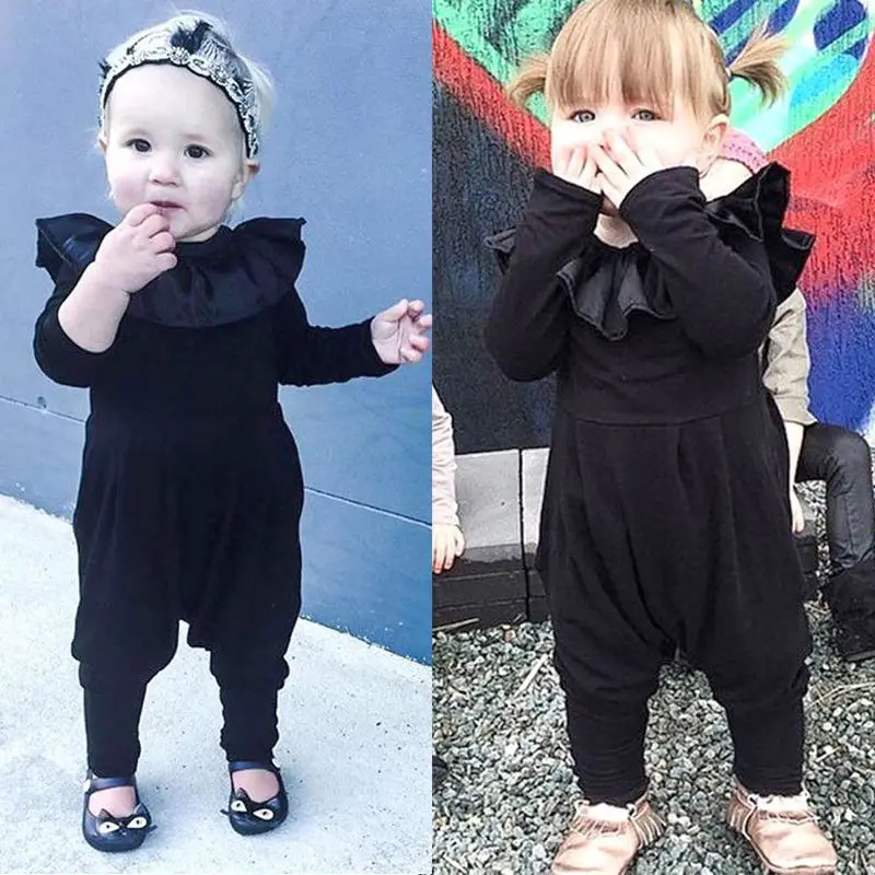 2017 Одежда для новорожденных девочек Комбинезон с оборками и длинными рукавами