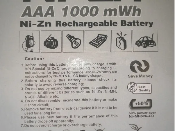 4 шт./лот 1 6 в aaa 1000mWh аккумуляторная батарея nizn Ni Zn батарея|Перезаряжаемые батареи|