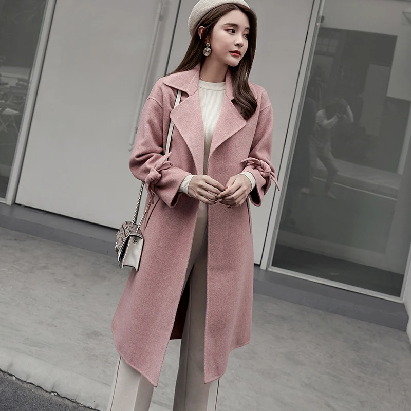 2019 Новое анти-сезонное двустороннее шерстяное пальто женское длинное выше