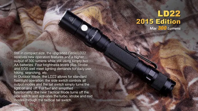 New Fenix LD22 2015 Edition Lightweight Flashlight Cree XP-G2 R5 Led 300 Lumens 2* AA All-round Chamption Outdoor Linterna | Освещение