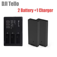 Аккумулятор DJI tello, 2 шт., летная батарея tello Lipo + 3-стороннее зарядное устройство для быстрой зарядки аккумуляторов для Hub tello EDU, аксессуары для ...