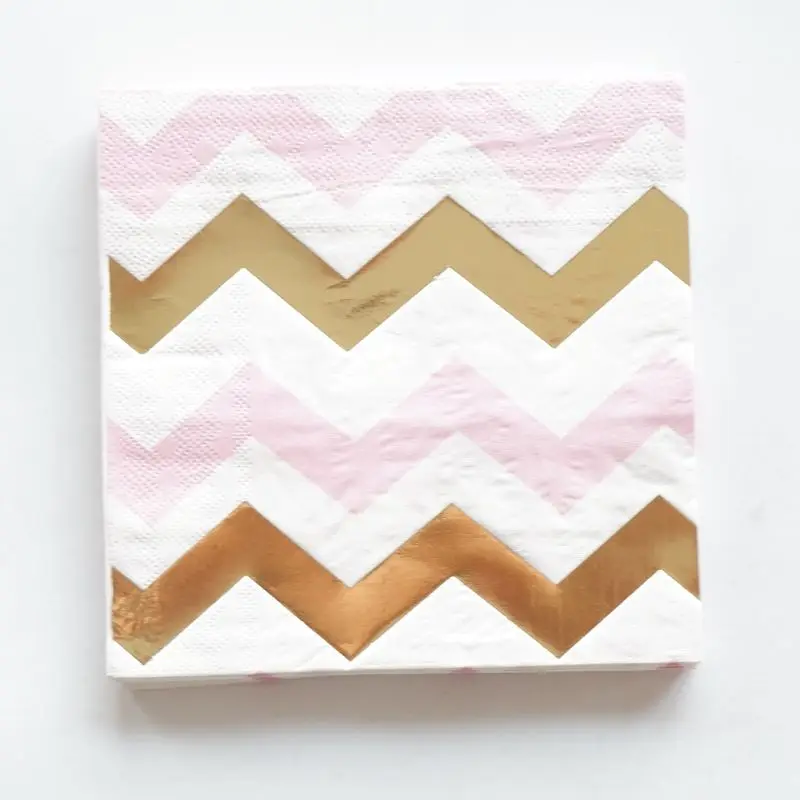Pink Striped 20 шт./компл. Фольга Золотая синяя волна салфетка для напитков с днем рождения салфетки, бумажные салфетки для вечерние украшения 33*33 см - Цвет: Pink Striped