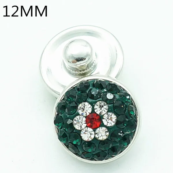 

New Trendy 12MM Green Flower Rhinestone metal snap buttons fit DIY snap jewelry wholesale charm KZ9017